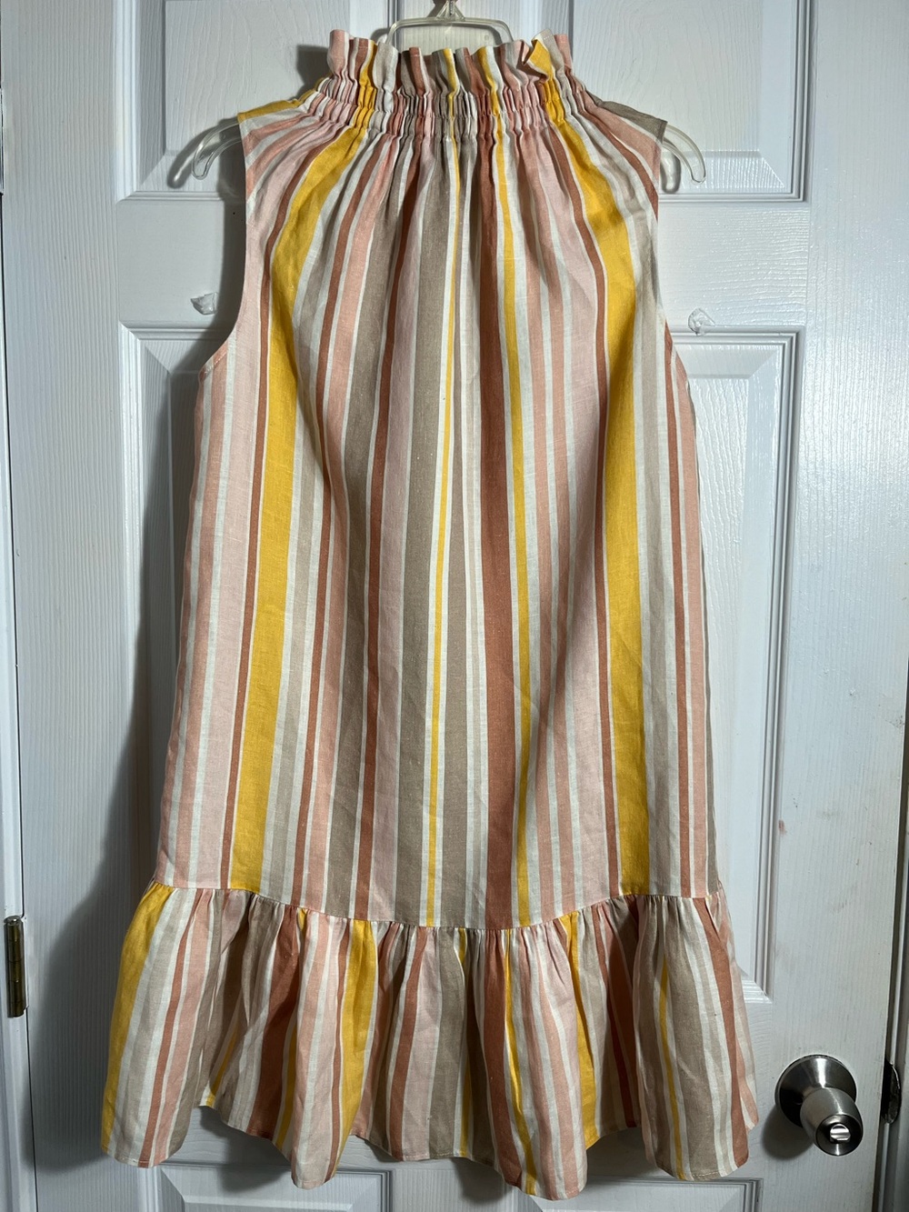 Ephemera 100% Linen Striped Sundress in Yellow, Pink & Cream L - Picture 4 of 5